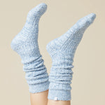 Slouchy Marshmallow Socks with Grippers: Heather Spring Lake