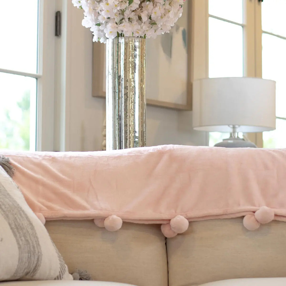 Cozy Pom Pom Throw Light Pink 50x60