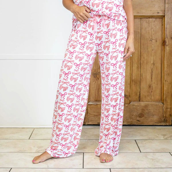 Sutton Bow Sleep Pants White/Pink