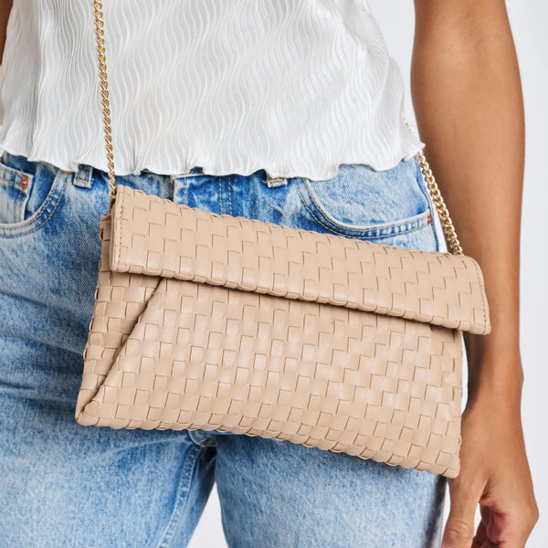 Priscilla Woven Clutch: Tan