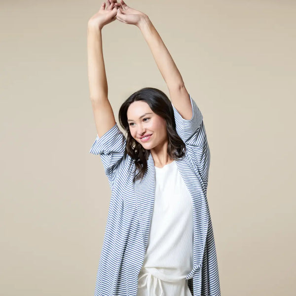 Ultra Soft Women's 42" Dream Shawl Collar Robe: Indigo White