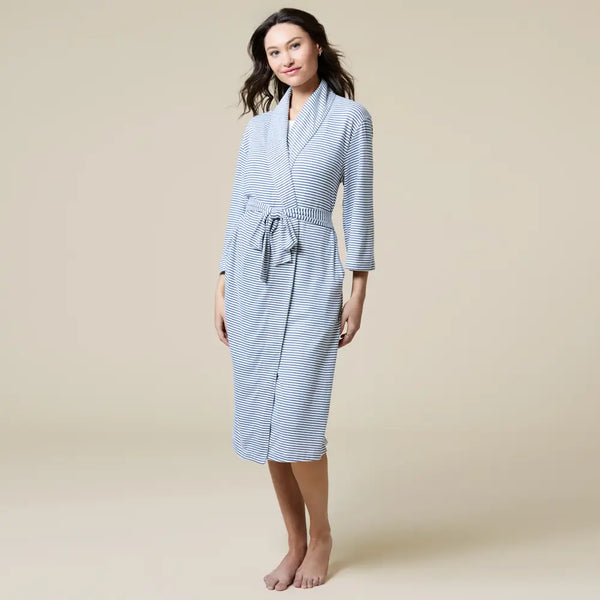Ultra Soft Women's 42" Dream Shawl Collar Robe: Indigo White