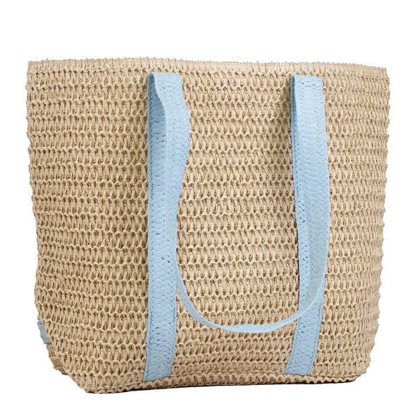 Brittney Beach Tote Natural/Palace Blue