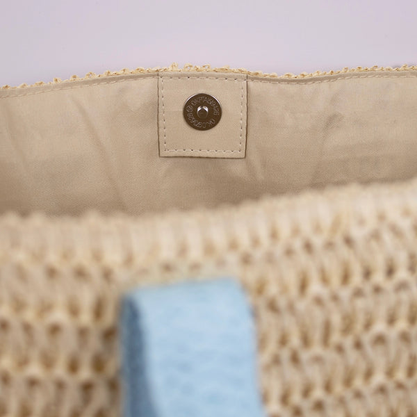Brittney Beach Tote Natural/Palace Blue