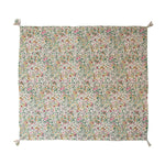 Quilted Cotton Throw with Floral Pattern