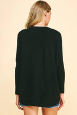 V-Neck Dolman Sweater - Black