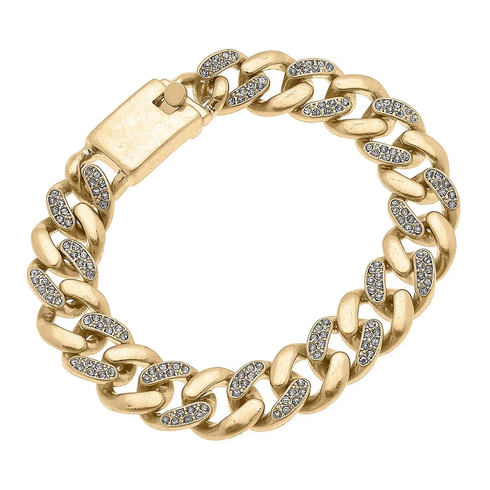 Cade Pavé Chunky Curb Chain Bracelet in Worn Gold