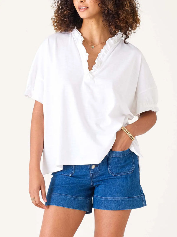 Amelia Ruffle Tee - White
