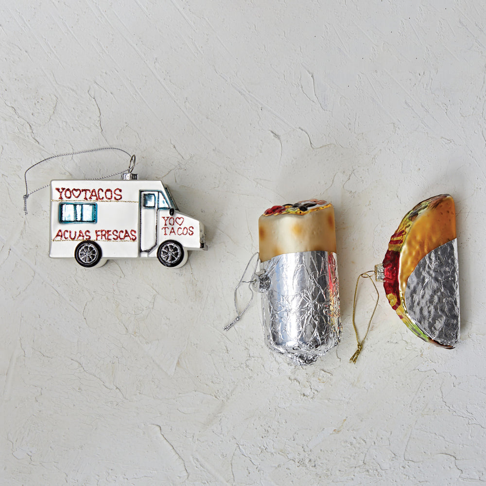 Hand-Painted Glass Taco Truck Ornament