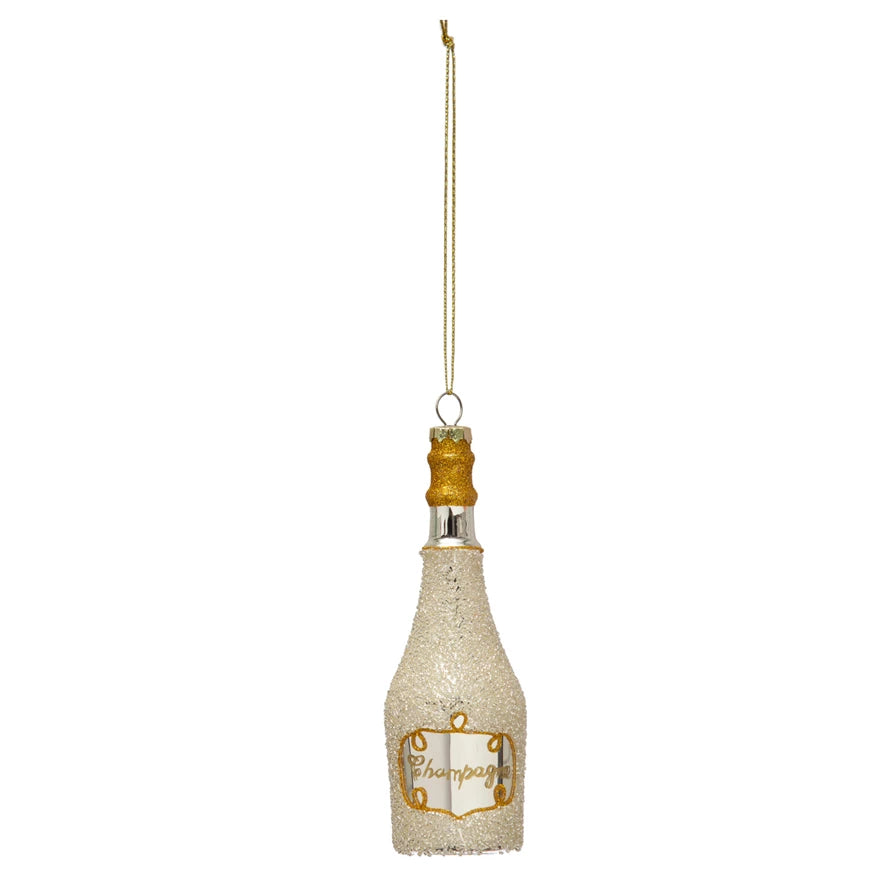 Glass Champagne Bottle Ornament