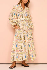 Printed Bistro Belted Dress