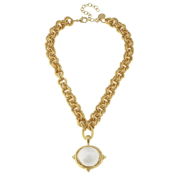 Gold Chain Necklace with Cotton Pearl