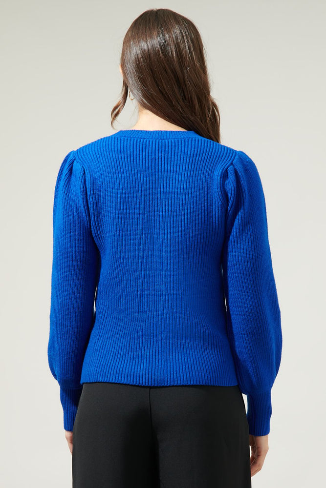 Keali Duo Puff Sleeve Sweater Cobalt