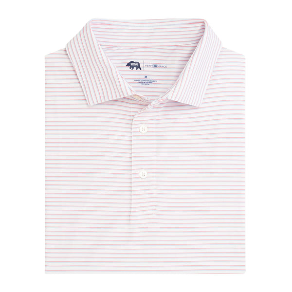 Scout Stripe Performance Polo - Flamingo Plume