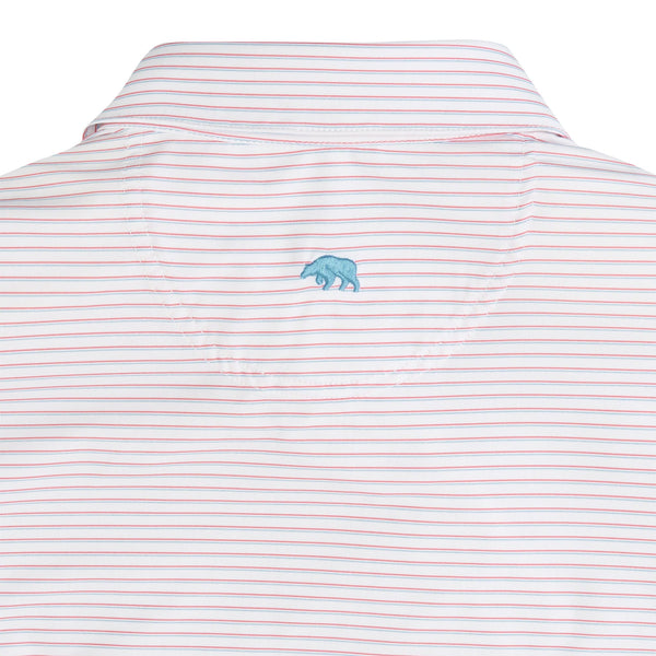 Scout Stripe Performance Polo - Flamingo Plume