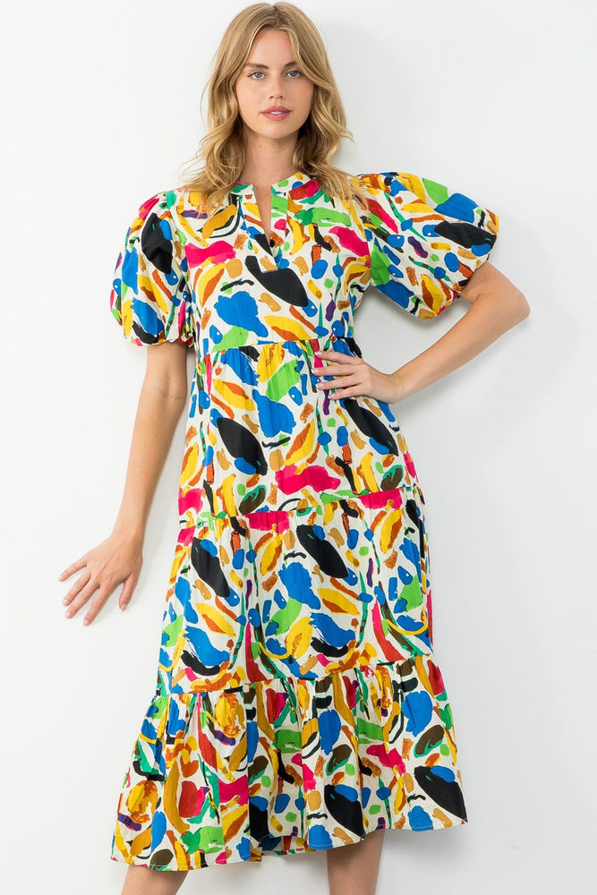 Multi Color Tiered Midi Dress