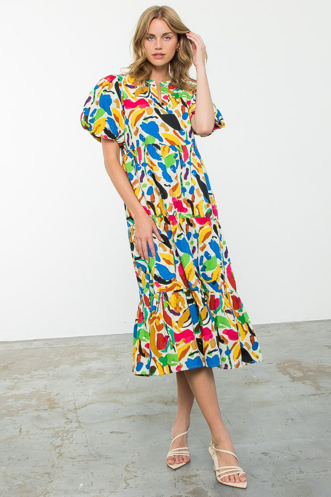 Multi Color Tiered Midi Dress