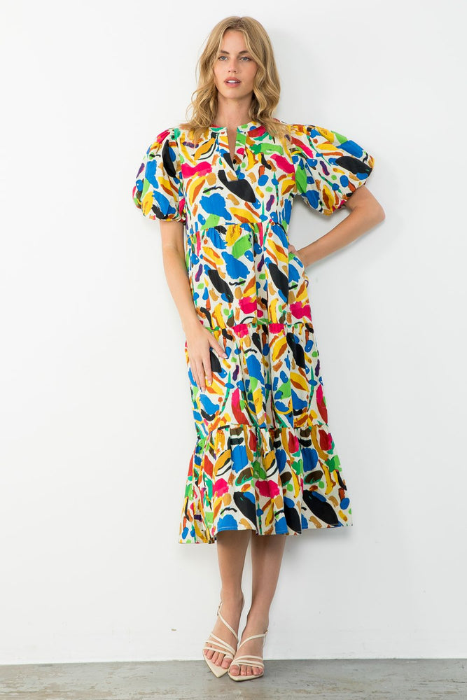 Multi Color Tiered Midi Dress