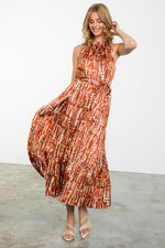 Rust Halter Tiered Maxi Dress