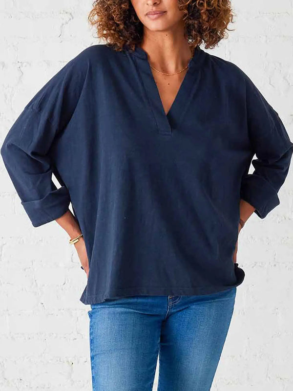 Amelia Cuff Tee | Navy