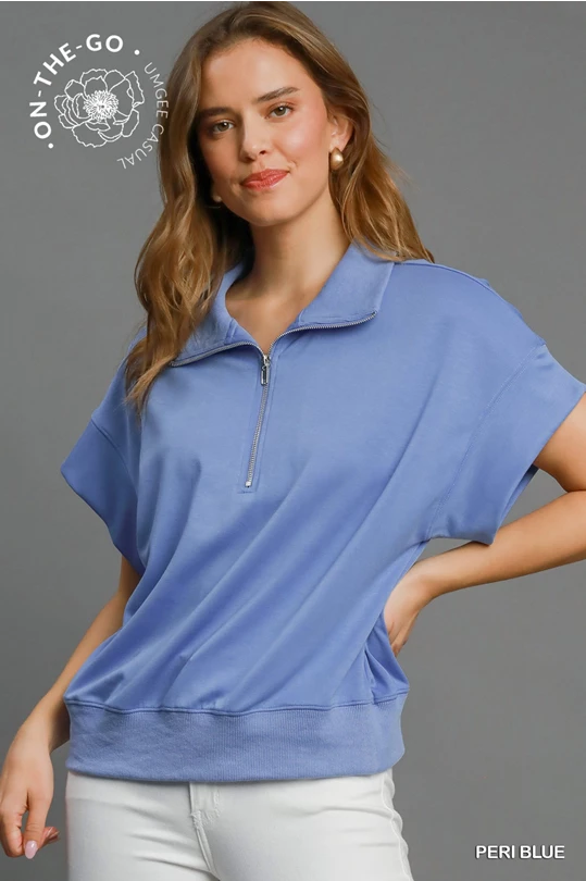 Luxeknit Relaxed Half-Zip Pullover Peri Blue