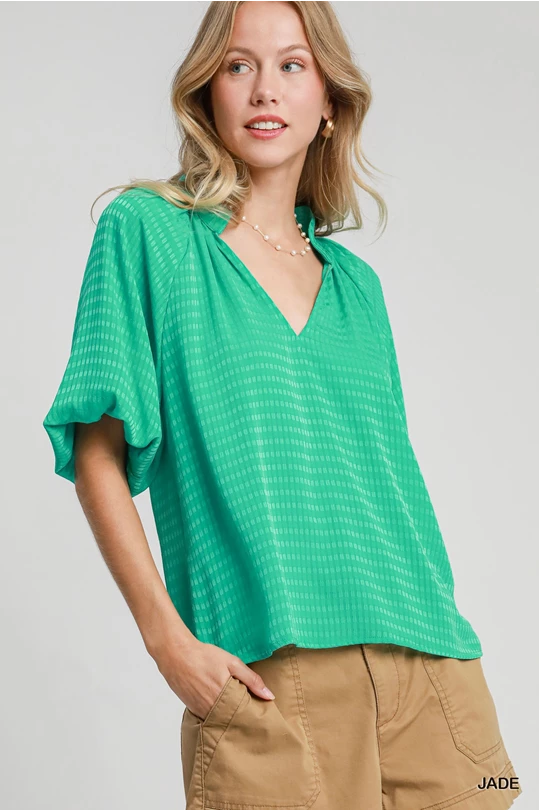 Jade Striped Silky Jacquard Blouse
