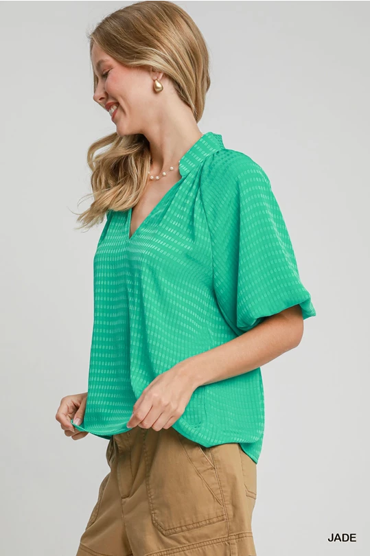 Jade Striped Silky Jacquard Blouse