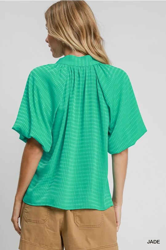 Jade Striped Silky Jacquard Blouse