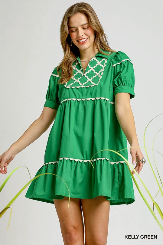 Kelly Green Babydoll Mini Dress