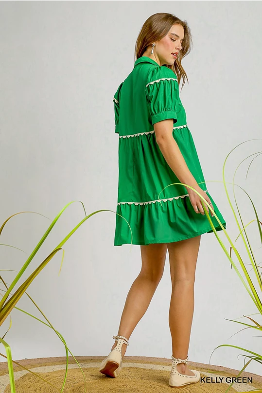 Kelly Green Babydoll Mini Dress