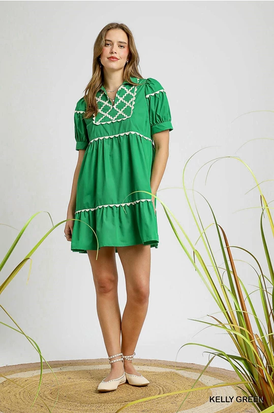 Kelly Green Babydoll Mini Dress