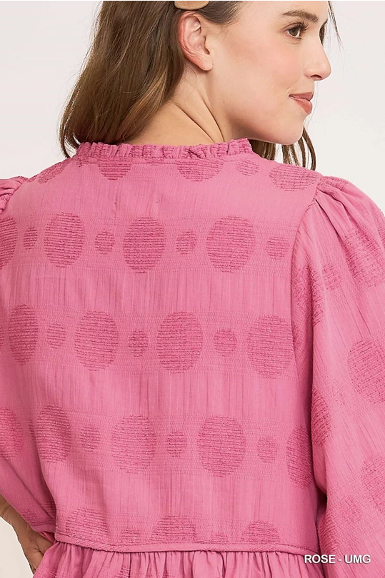 Rose Swiss Dot Babydoll Top