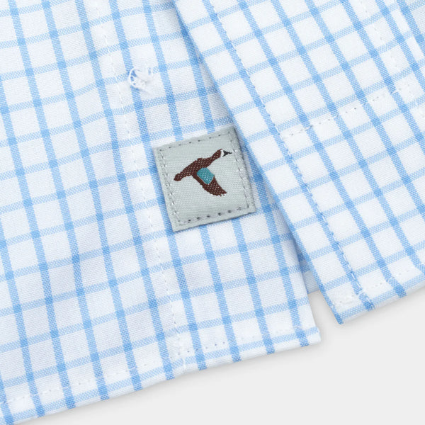 Light Blue Tattersall Cotton Sport Shirt
