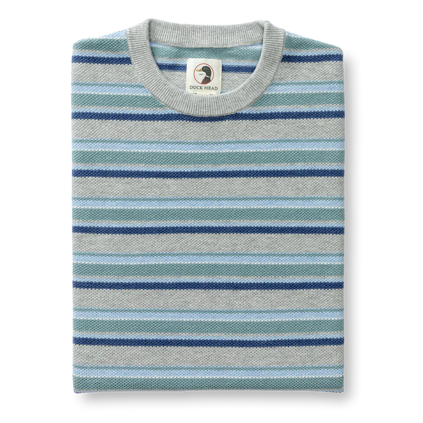 Elmwood Crewneck Striped Pique Sweater - Heather Grey