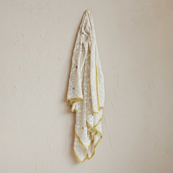 Recycled Cotton Crocheted Throw w/ Diamond Pattern