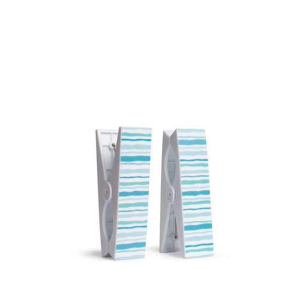 Spyglass Stripe Beach Towel Clips White/Blue 1.5x4.5 Set of 2