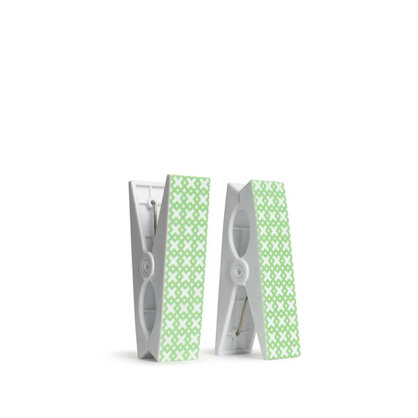Savannah Beach Towel Clips Green/White 1.5x4.5 Set of 2