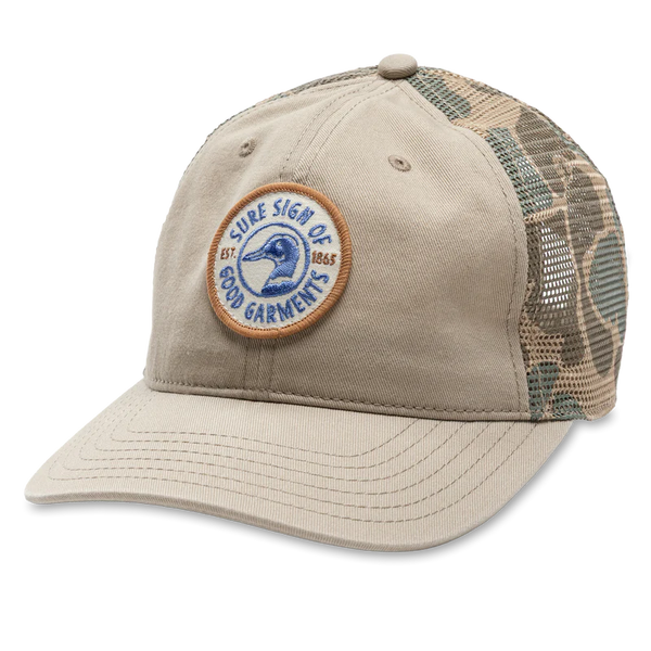 Trucker Hat With Camo Mesh - Stone