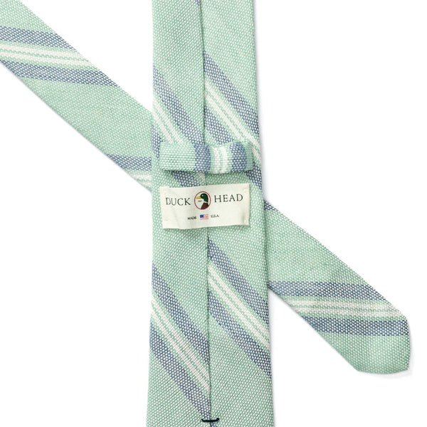 Cotton Linen Stripe Tie - Aspen Green