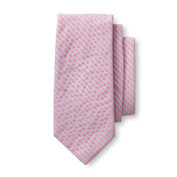 Seersucker Stripe Tie - Rosewood