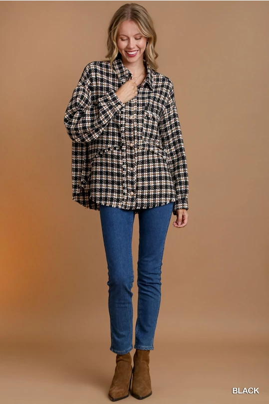 Tweed Button Down Jacket