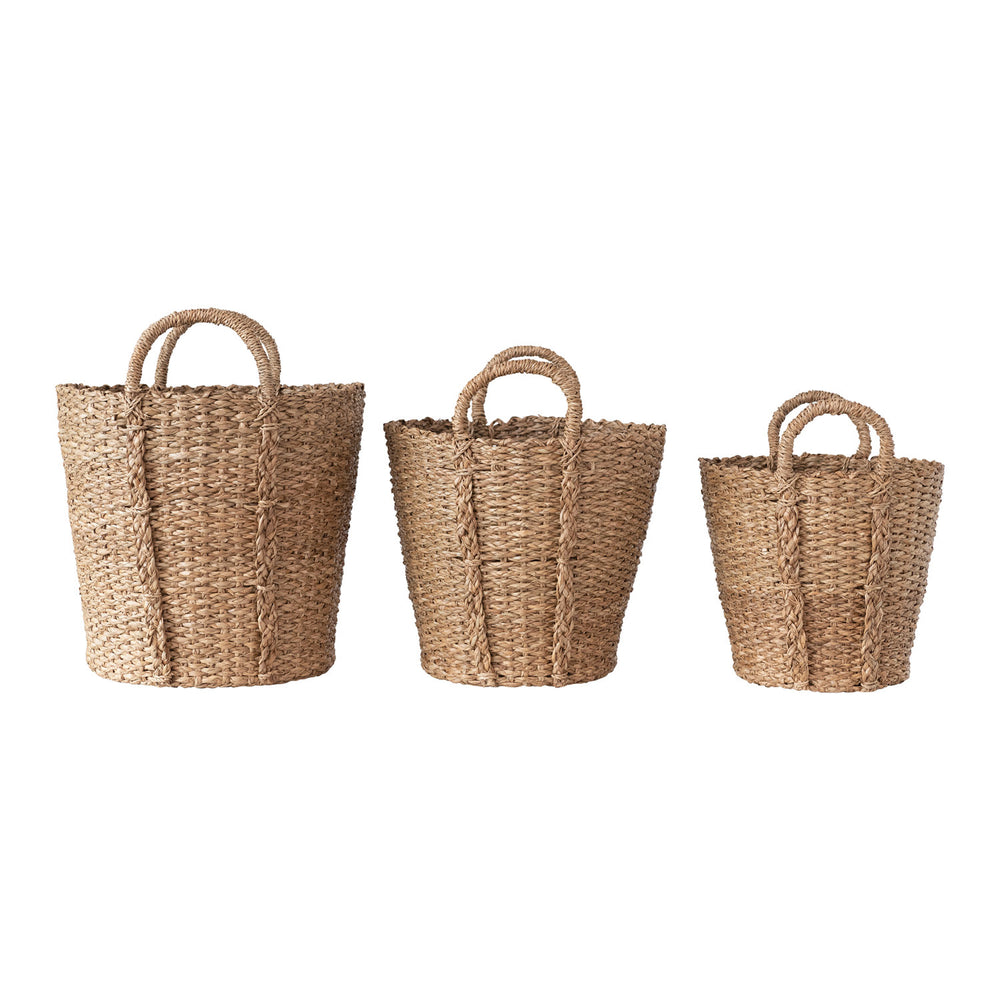 Hand-Woven Bankuan Baskets with Braided Handles - Small