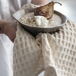 Stonewashed Cotton Waffle Weave Tea Towel, Natural