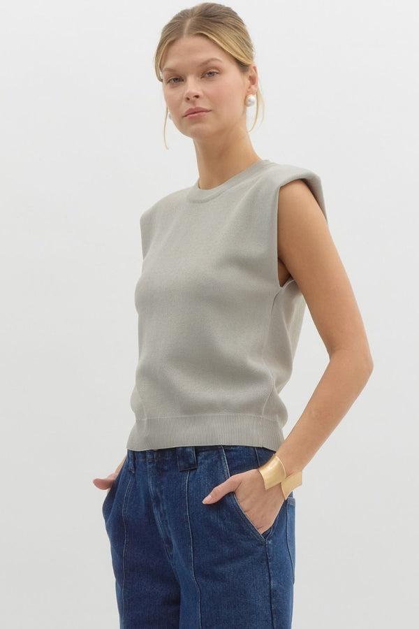 Solid Sweater Knit Muscle Top