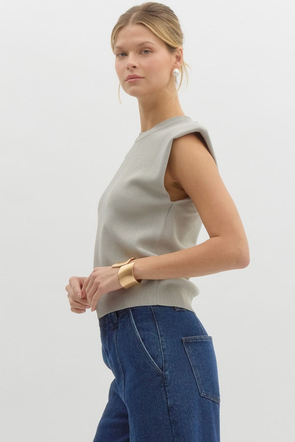 Solid Sweater Knit Muscle Top