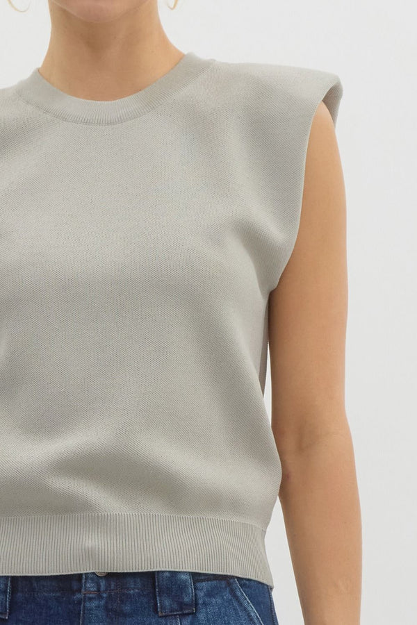 Solid Sweater Knit Muscle Top