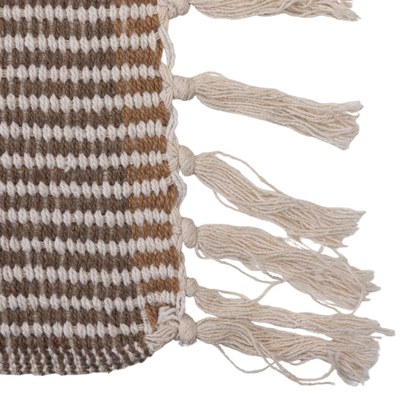Woven Recycled Cotton Blend Throw with Stripes & Fringe