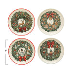 5" Round Stoneware Plate w/ Holiday Wreath
