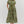 Olive Botanical Midi Dress featuring Striped Accent Piping