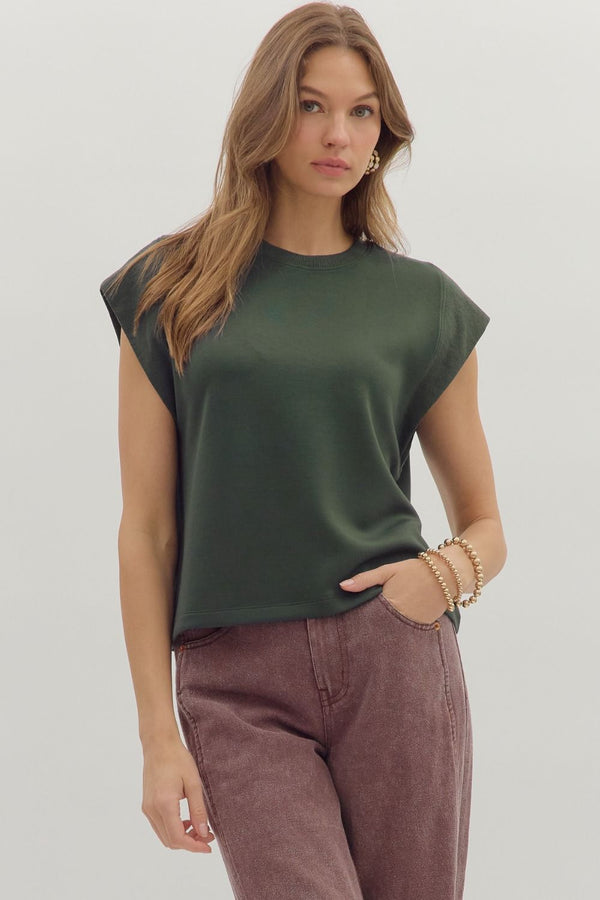 Forest Cap Sleeve Crew Neck Top